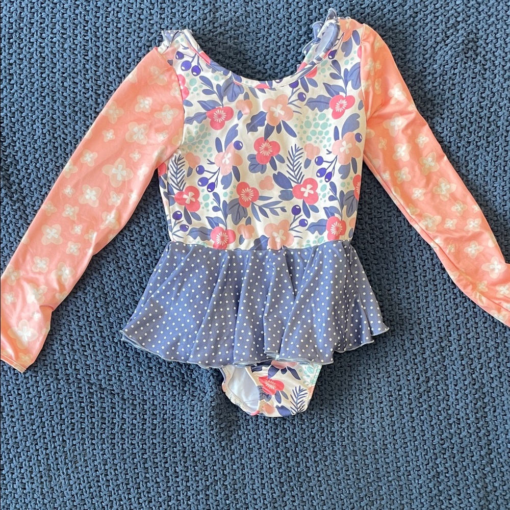 Floral and Polka Dot Long Sleeve Leotard
